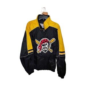Pittsburgh Pirates MLB Baseball Jacket Full Zip Coat XL Majestic Yellow Black 46
